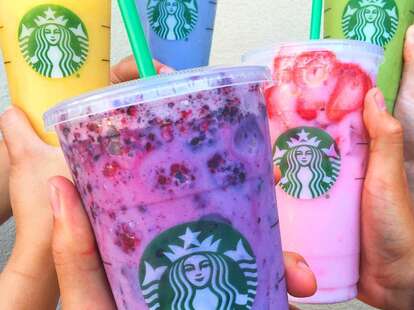Starbucks Rainbow . Starbucks Secret Menu Rainbow Frappuccino Drink Recipes Thrillist