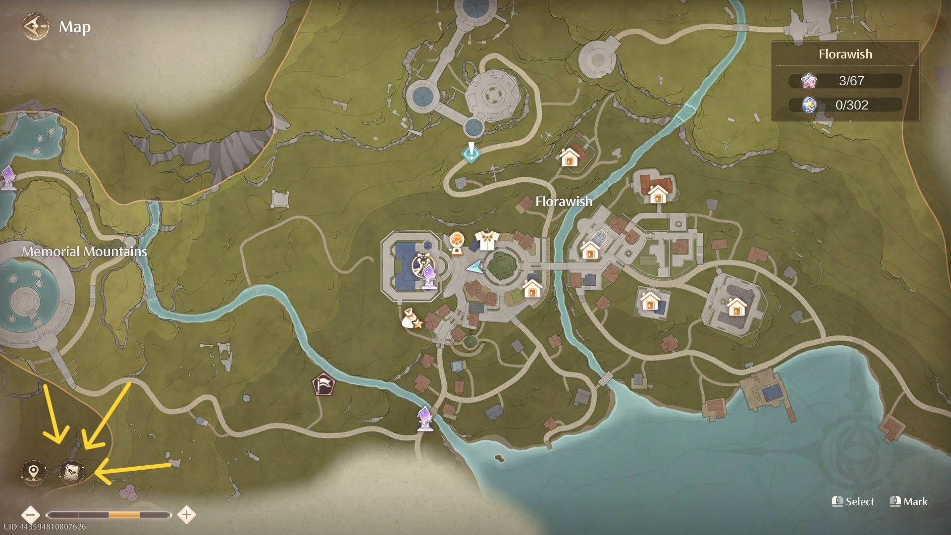 The Collections tab is labelled on the Infinity Nikki map