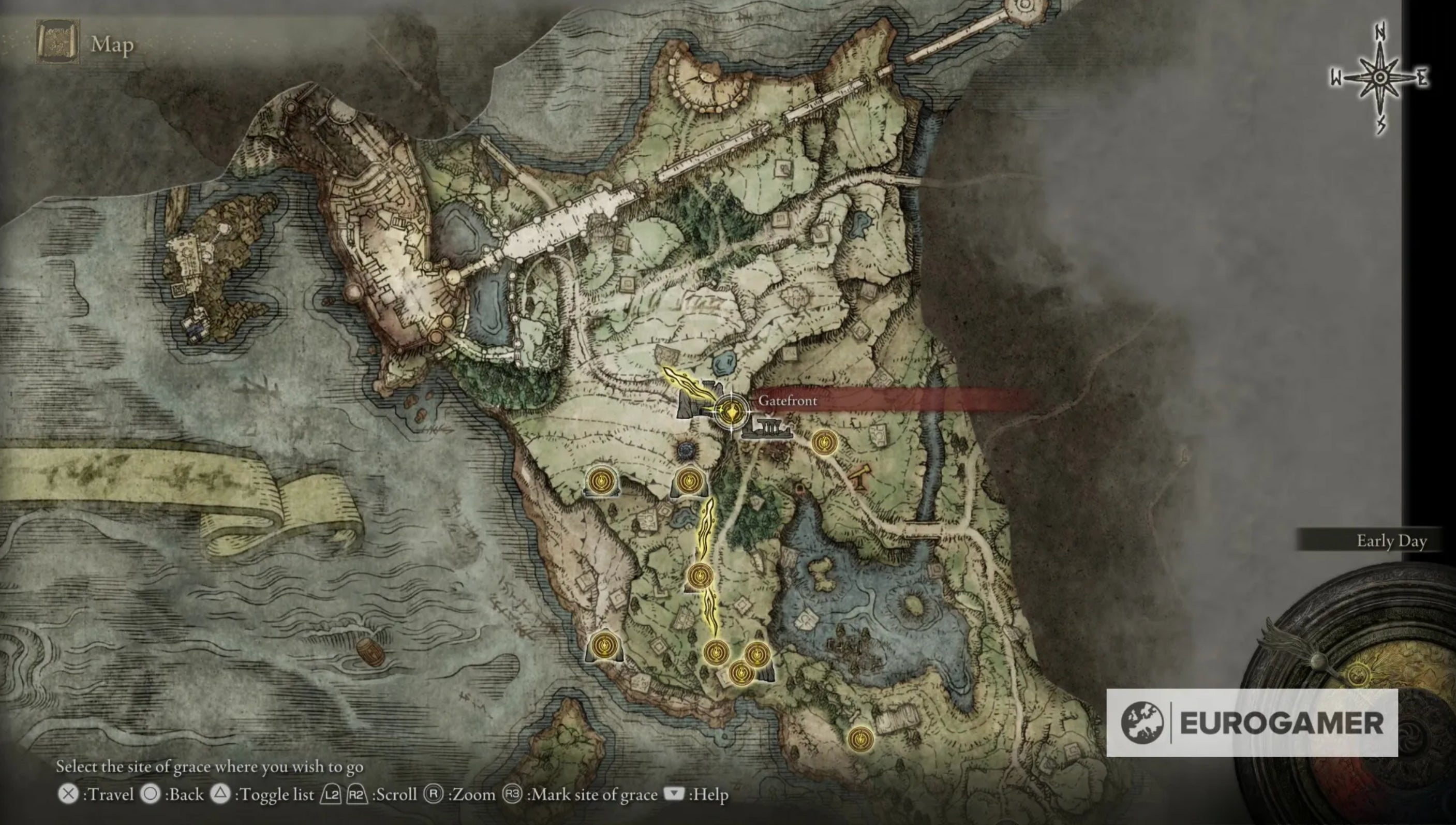 Elden Ring Limgrave All Dungeons Bosses And More Eurogamer Net Elden Ring Gatefront Ruins Map 