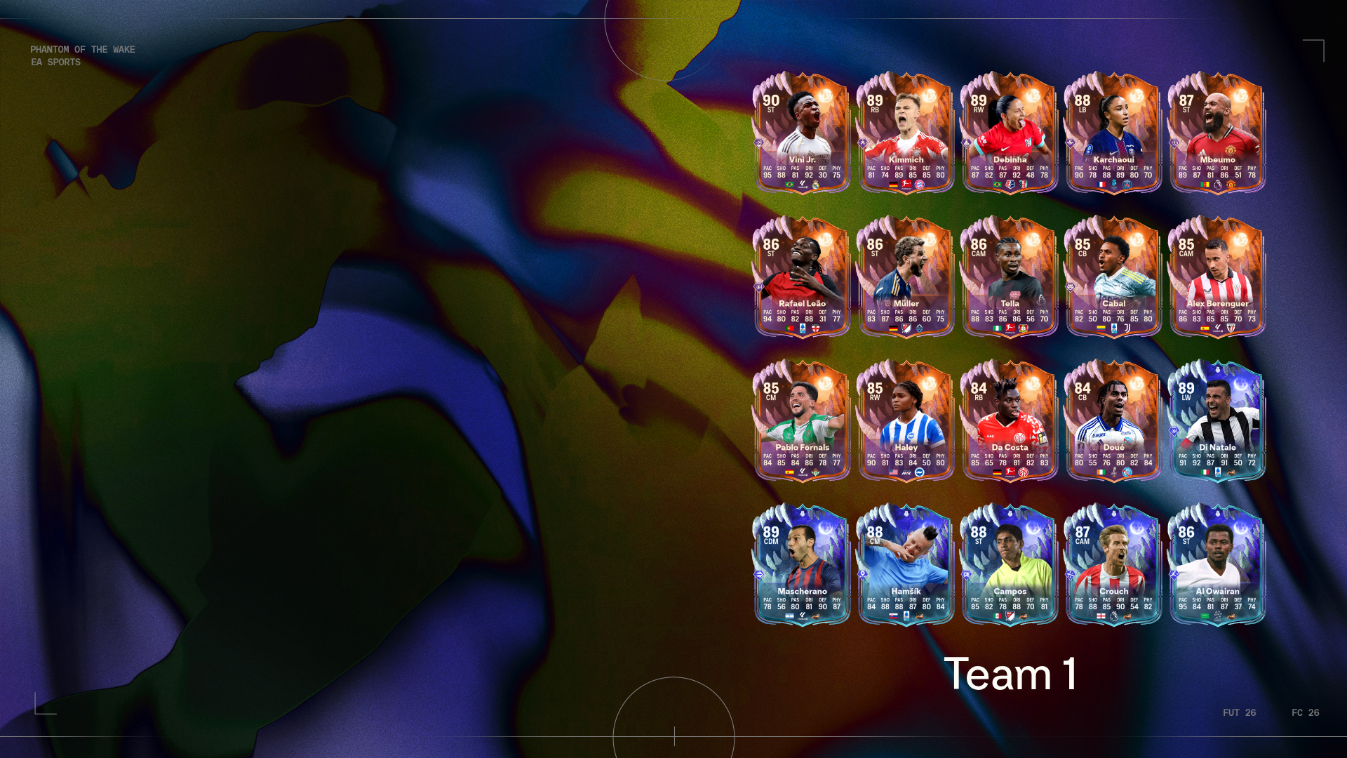 FC 26 Ultimate Scream Team 1 lands with Low Driven+ Vini Jr and other scary-looking upgraded cards