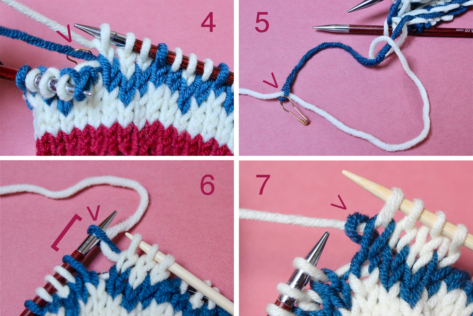 Fair isle is a method of changing colors in your work in order to create patterns or make pictures with your yarn. Fairisle Assia Brill