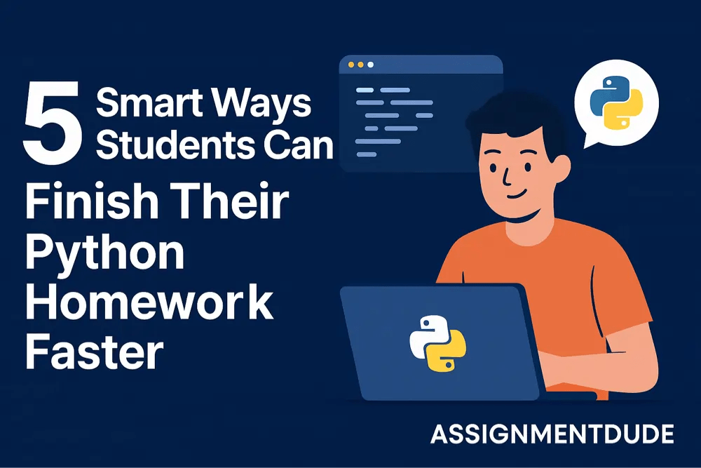 A young student working on their Python homework on a laptop at a clean desk, demonstrating efficient study habits.