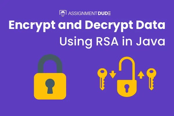 Encrypt and decrypt data using RSA in Java - blog banner with lock, key, and document icons