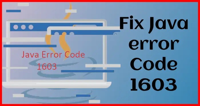 java error code 1603
