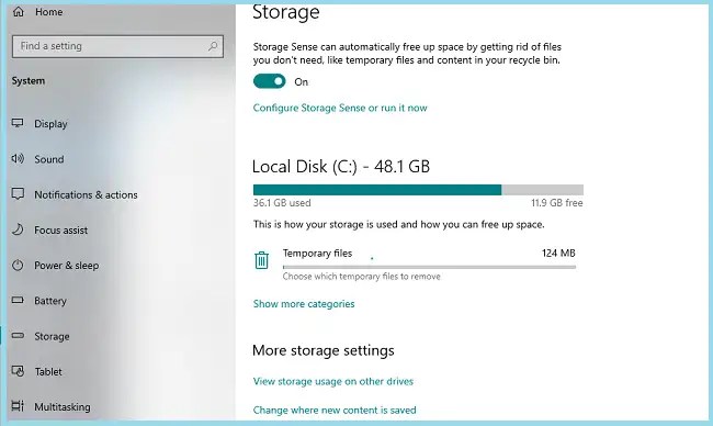 check the disk/free disk space to fix the error 0x800705b4