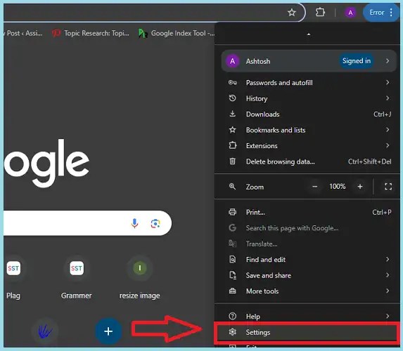 click on three dots and select settings to disable or enable Chrome hardware acceleration