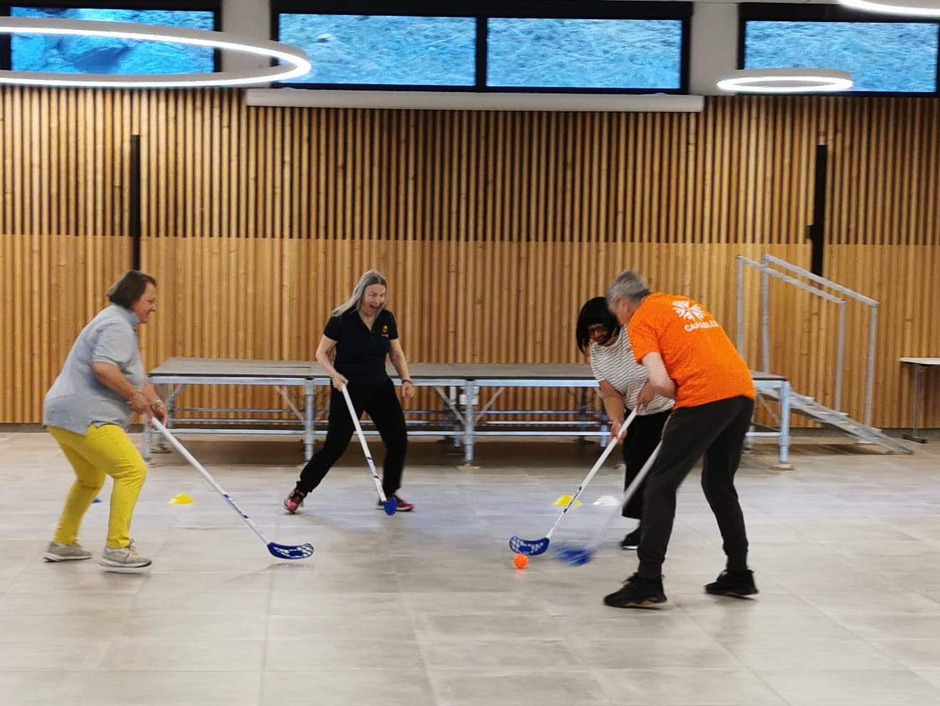 personnes qui jouent hockey dans les locaux de cAPAbles