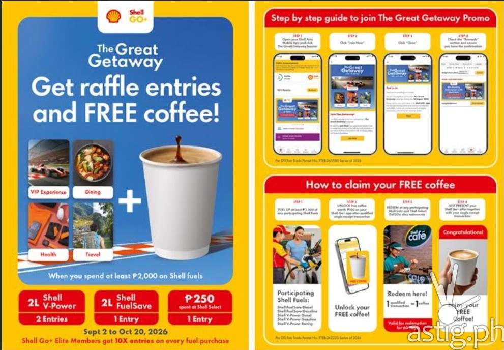 Shell Go+ The Great Getaway free coffee promo key visual