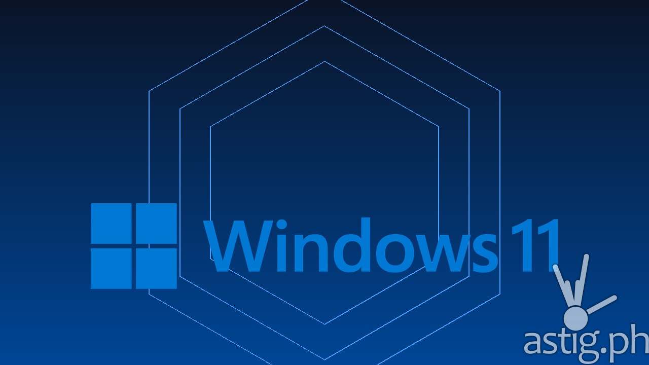 Windows 11 logo on a blue security-themed background