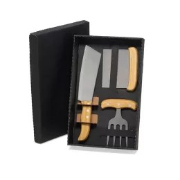 Kit com Cutelo, Garfo e Espátula 3 Pçs SMKT-90194