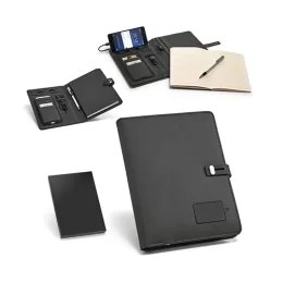 Pasta A5 em c. sintético com bateria portátil embutida (lítio) 4.000 mAh e folhas pautadas SP52075
