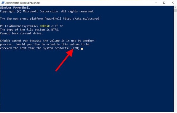 Windows 10 - powershell chkdsk ntfs