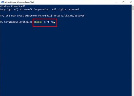 Windows 10 - powershell chkdsk
