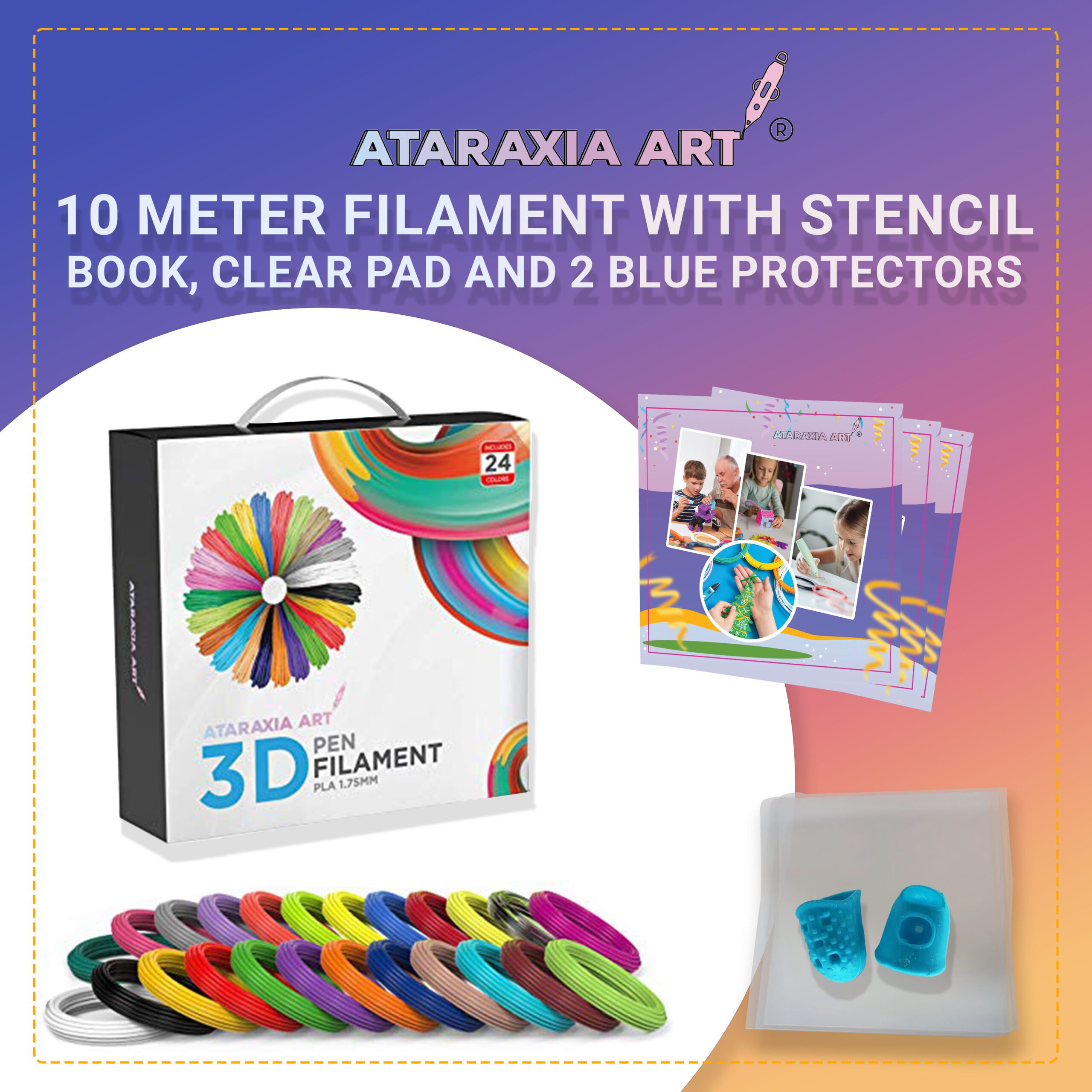 ATARAXIA ART 24 Colors 3D Pen PLA Filament Refills Each 10m/33ft