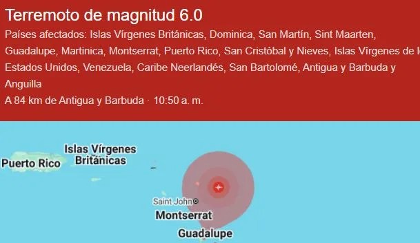 Sismo de magnitud 6 sacude antigua y barbuda y se siente en varios países del caribe