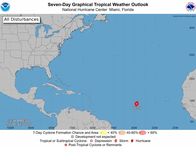 Se formó este jueves la tormenta tropical dolly