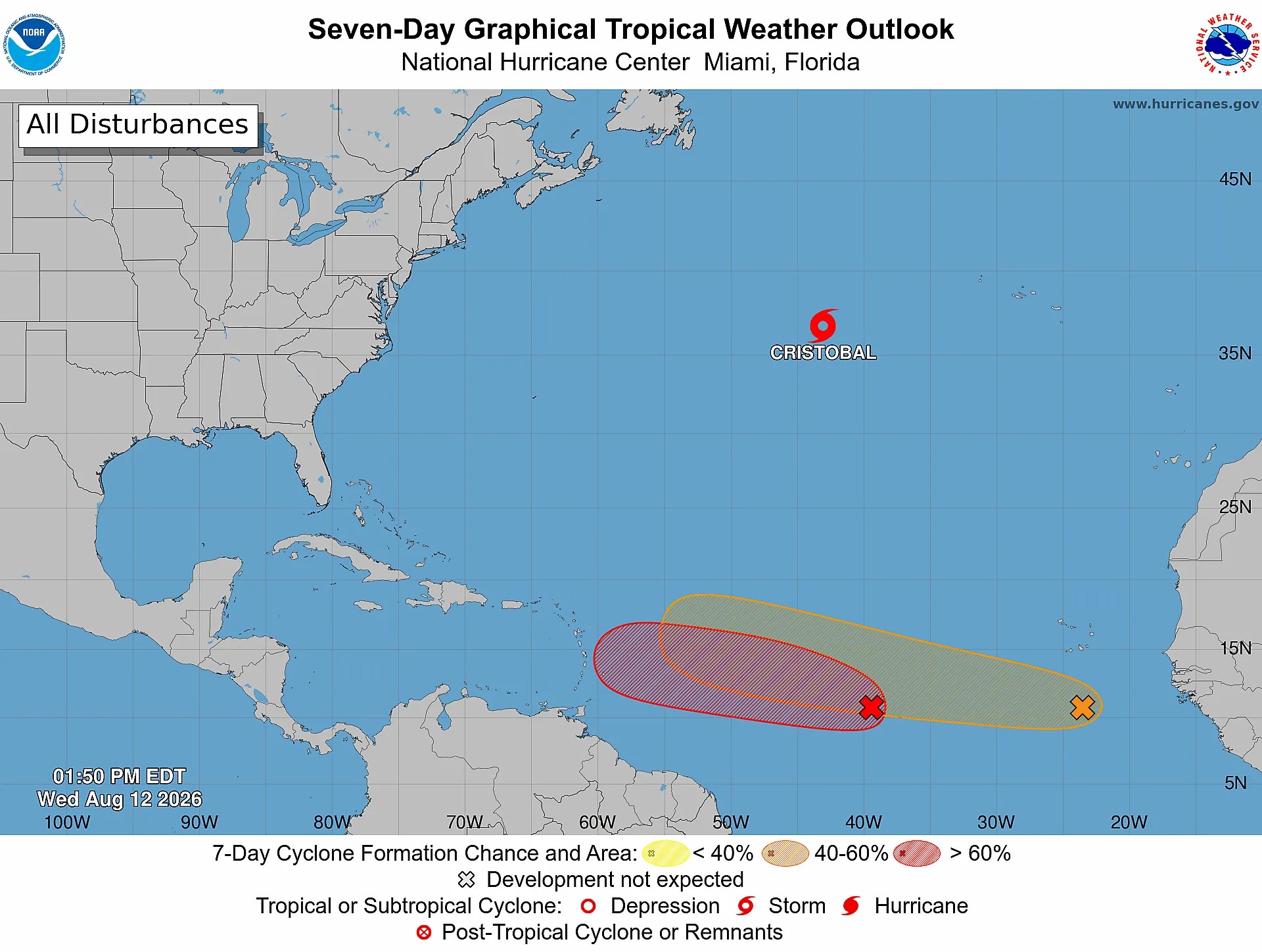 Se forma la tormenta tropical cristobal en aguas del atlántico