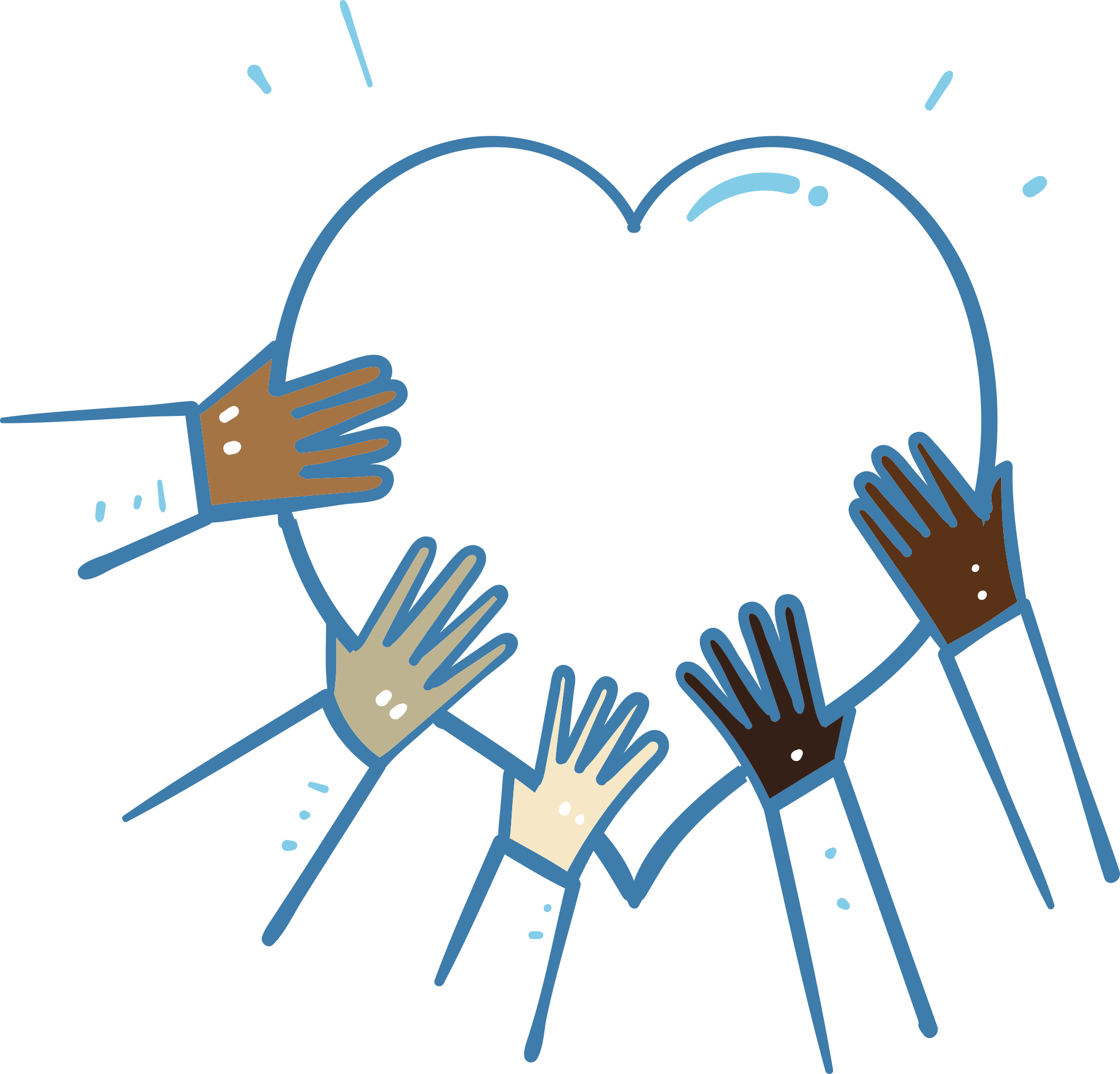 multicultural hands over a heart illustration