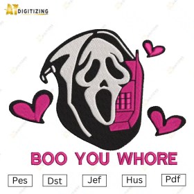 Boo ghost Scream Embroidery Design
