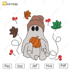 Fall Ghost pumpkin Embroidery Design