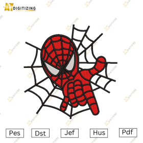 Red Web Hero Hand Machine Embroidery File
