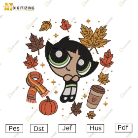 Buttercup fall Halloween Embroidery Design– Dst, Pes, Jef