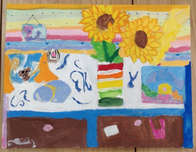 子どもが自由な発想で描くには？キャンバスに描いた想像画・静物画