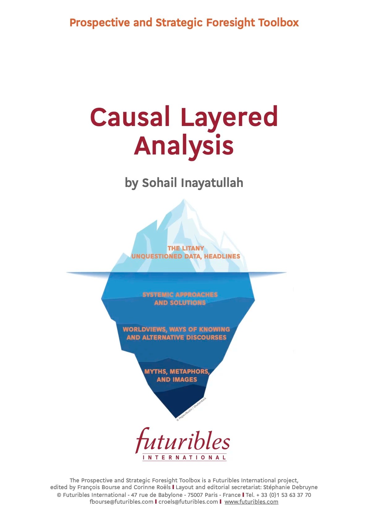 Document presenting the Causal Layered Analysis from The Prospective and Strategic Foresight Toolbox of the Futuribles International association.