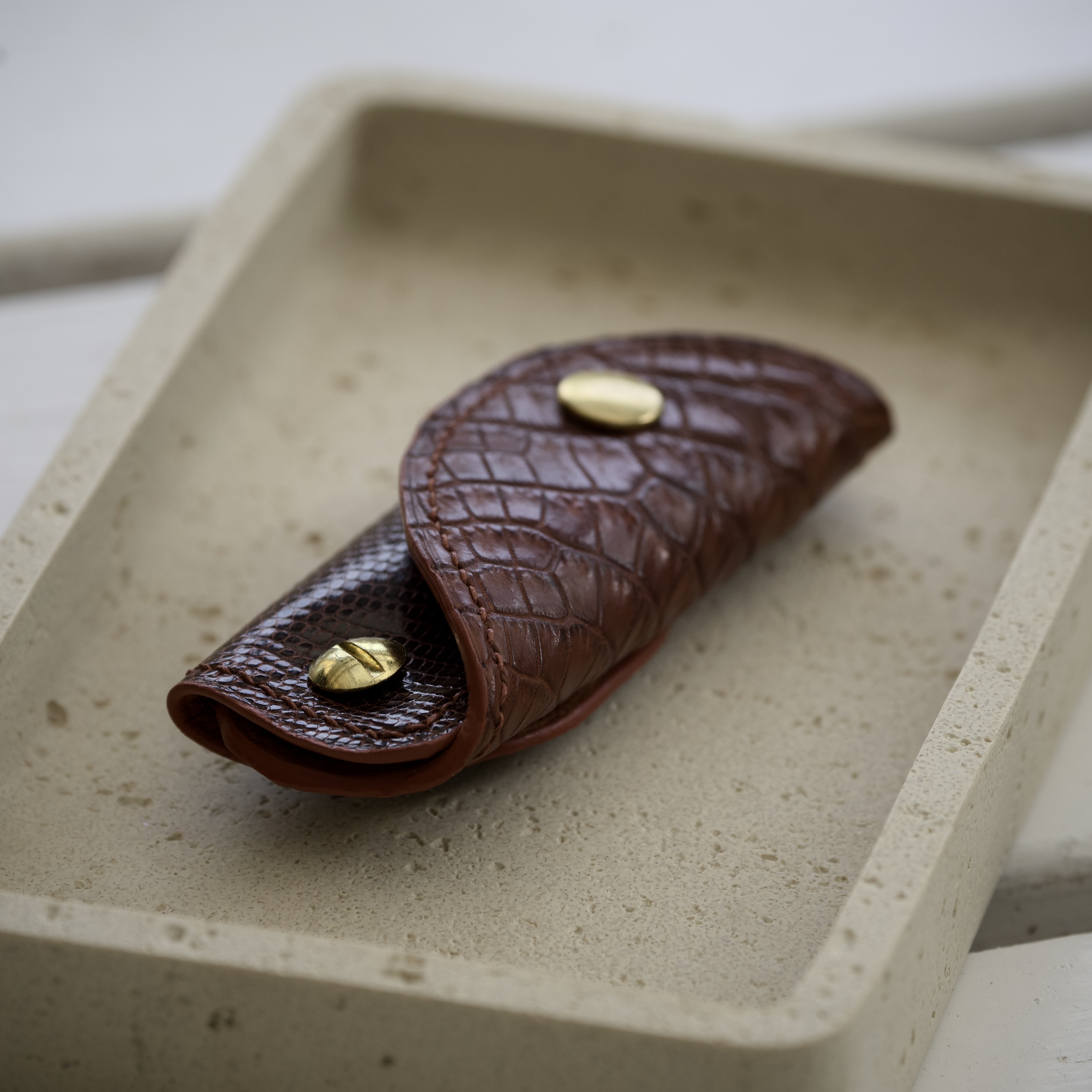 Keyholder | Cognac crocodile & Dark brown lizard