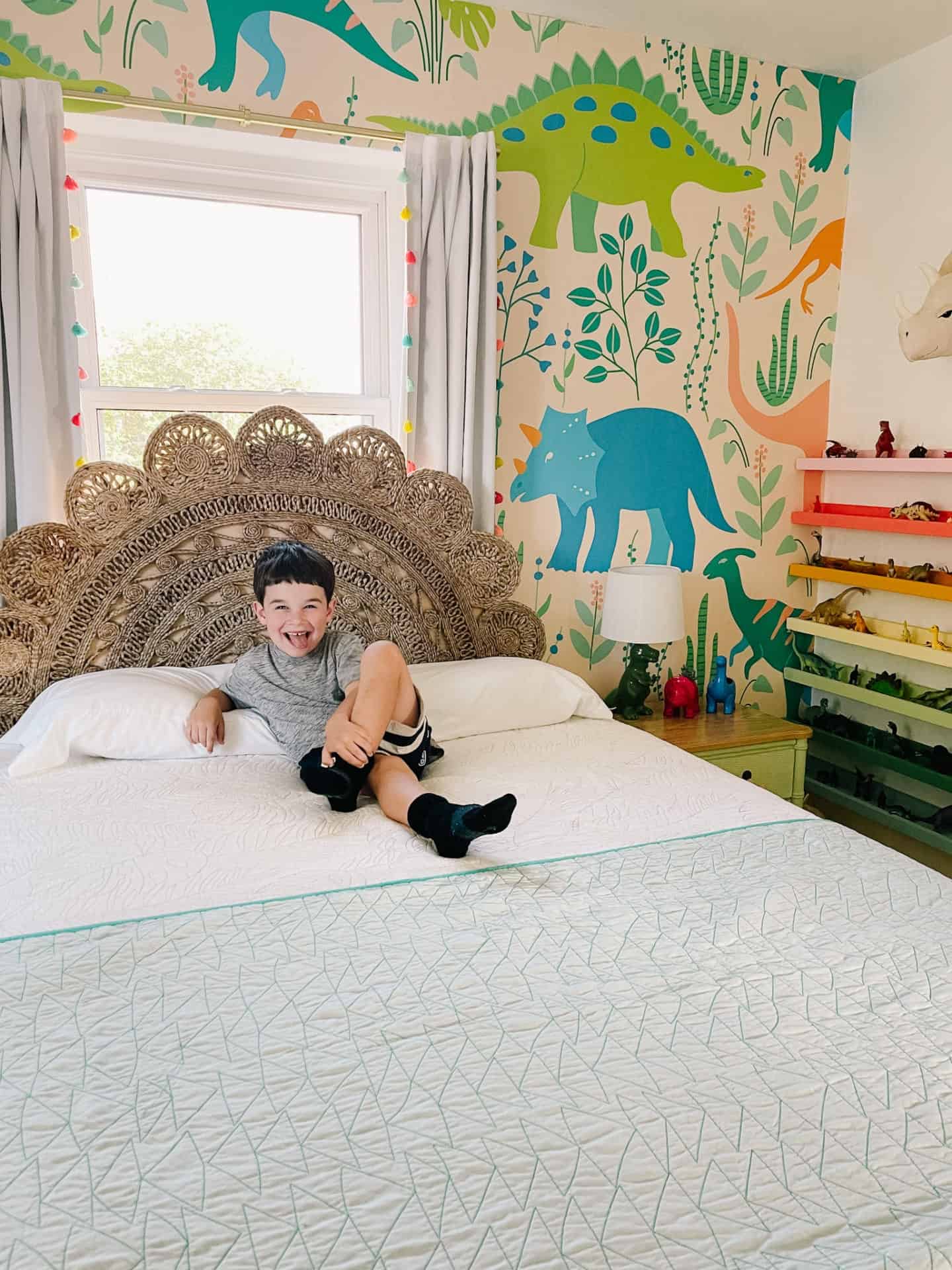 DIY Rug Headboard at home with Ashley