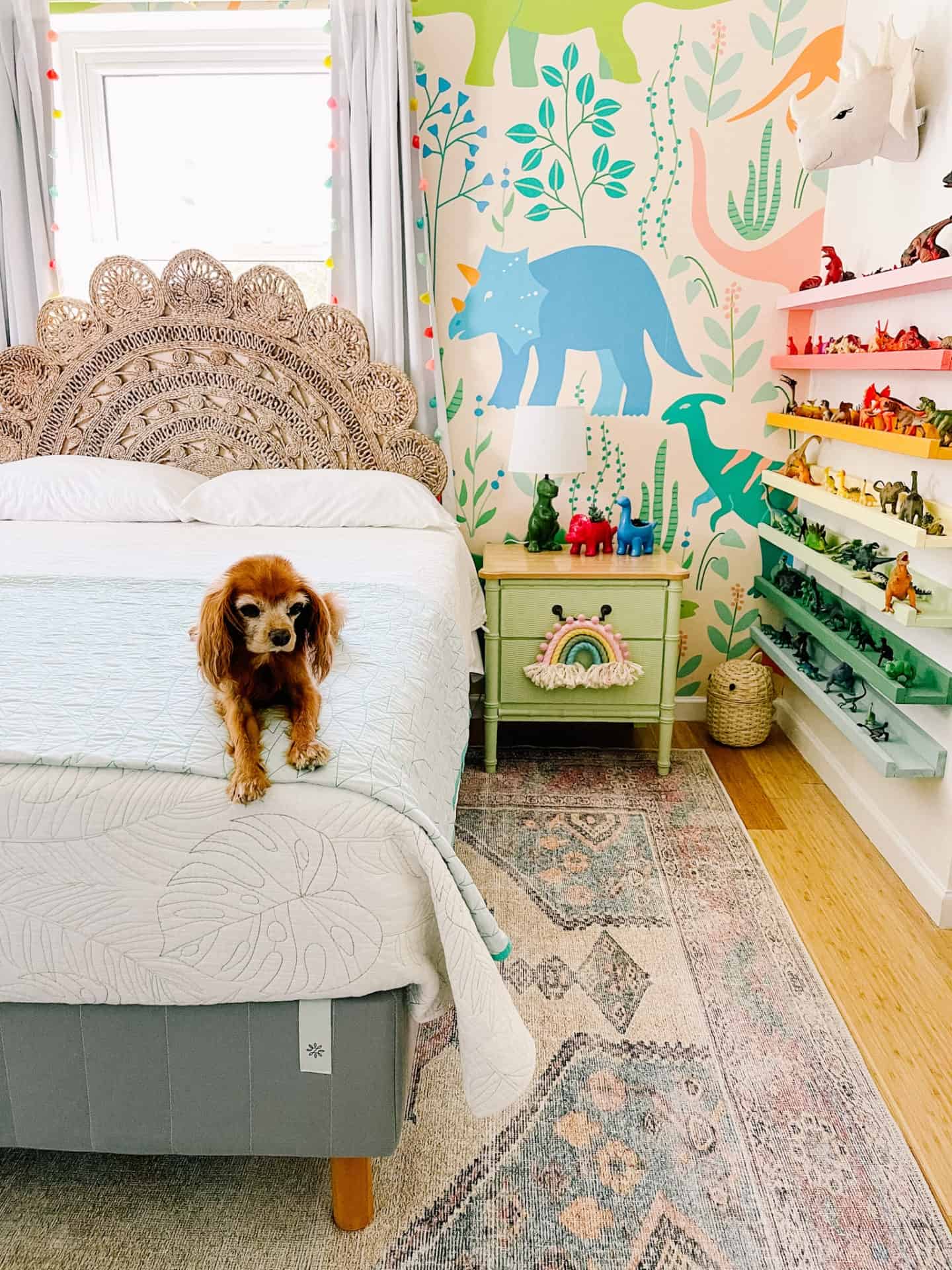 DIY Rug Headboard at home with Ashley