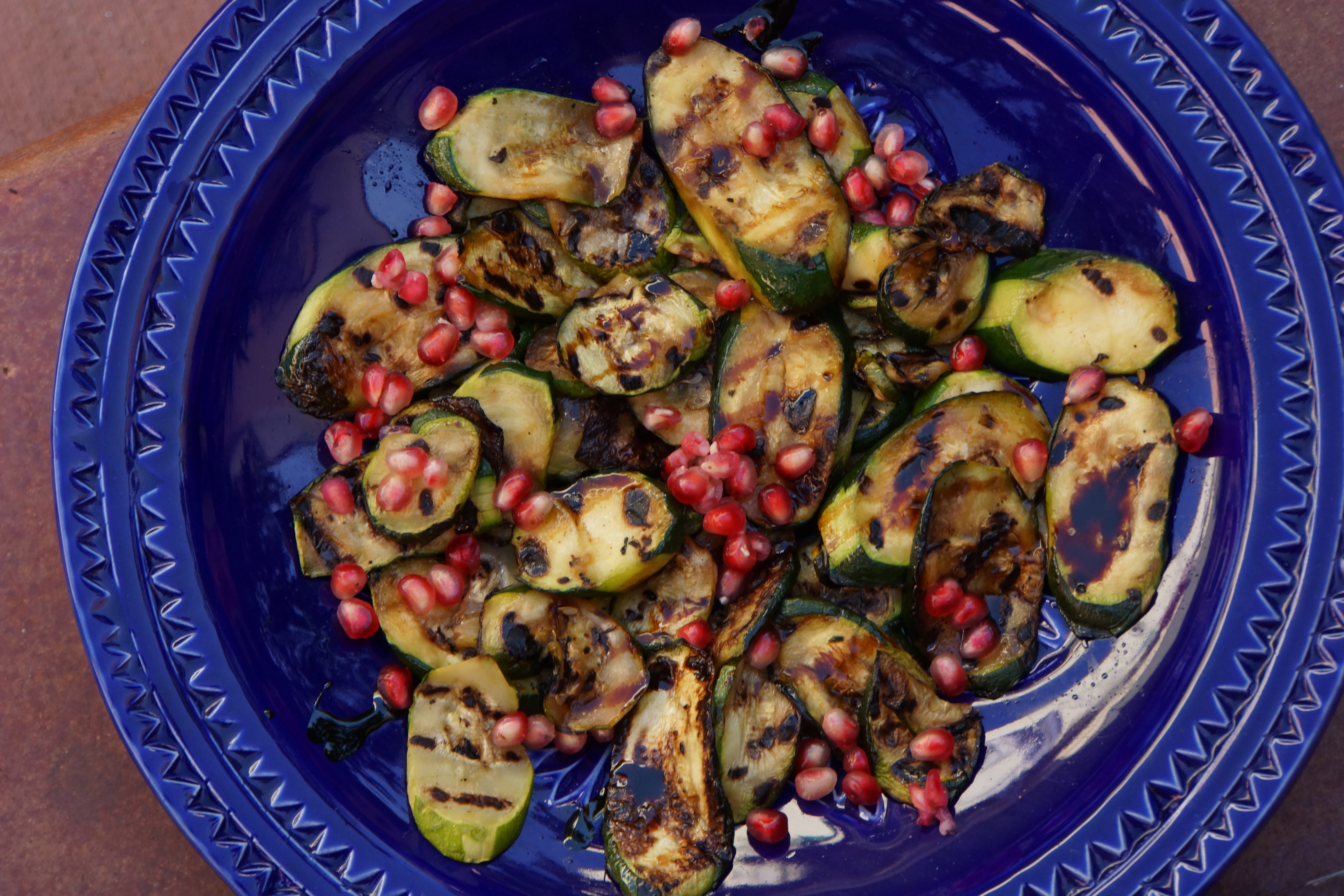 Grilled Zucchini with Pomegranate Molasses (Moroccan Feast)