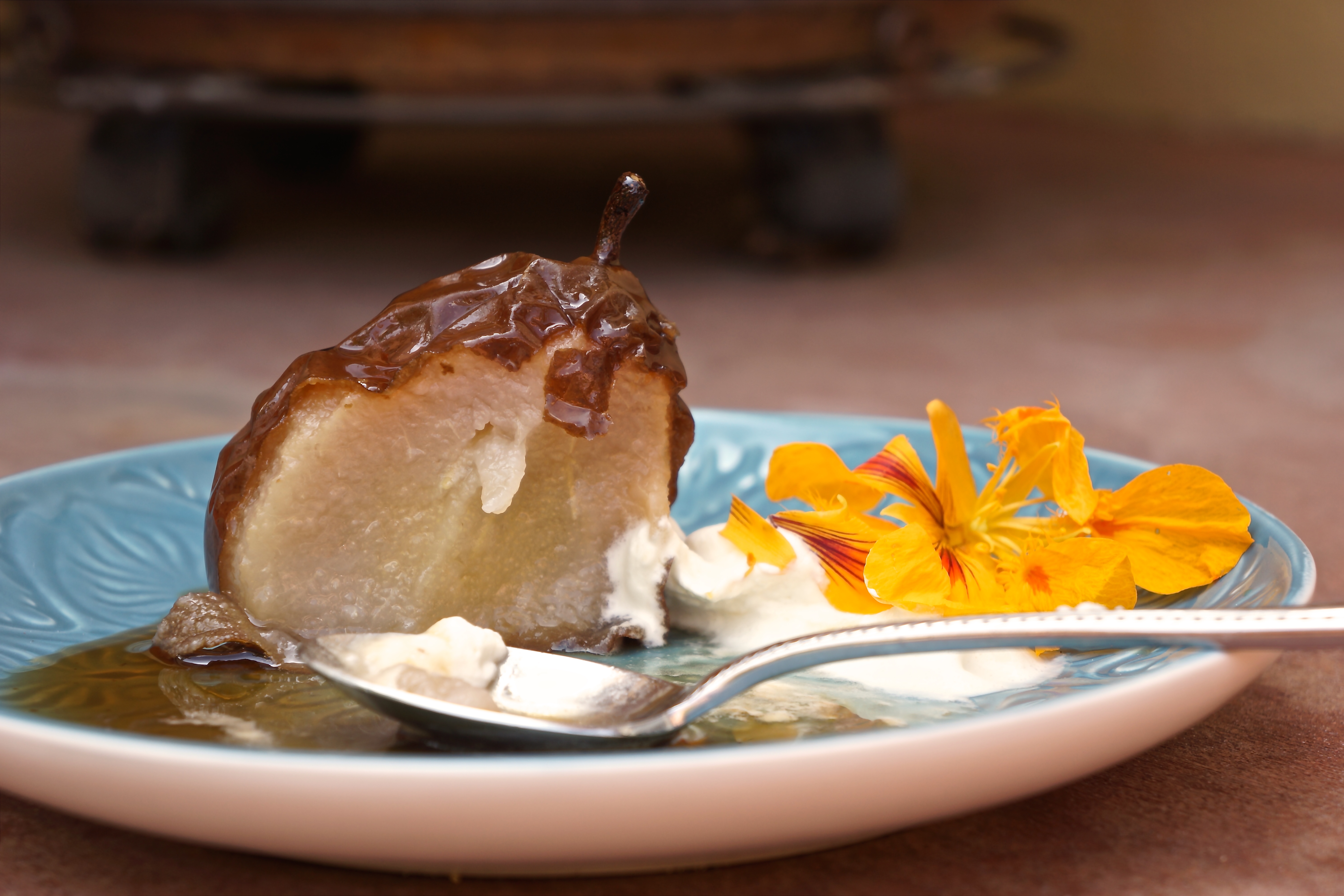 Crinkled Pears with Whipped Cream.