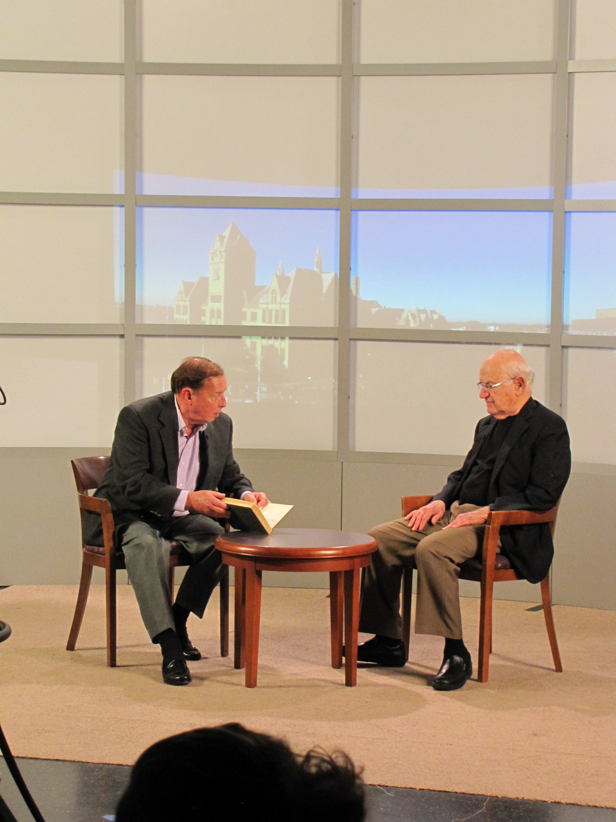 Jim Irwin (left) talking to special guest Gregory Howell (right).