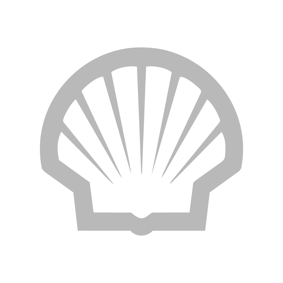 A simple gray outline of a scallop shell with radiating lines, displayed on a light gray background.