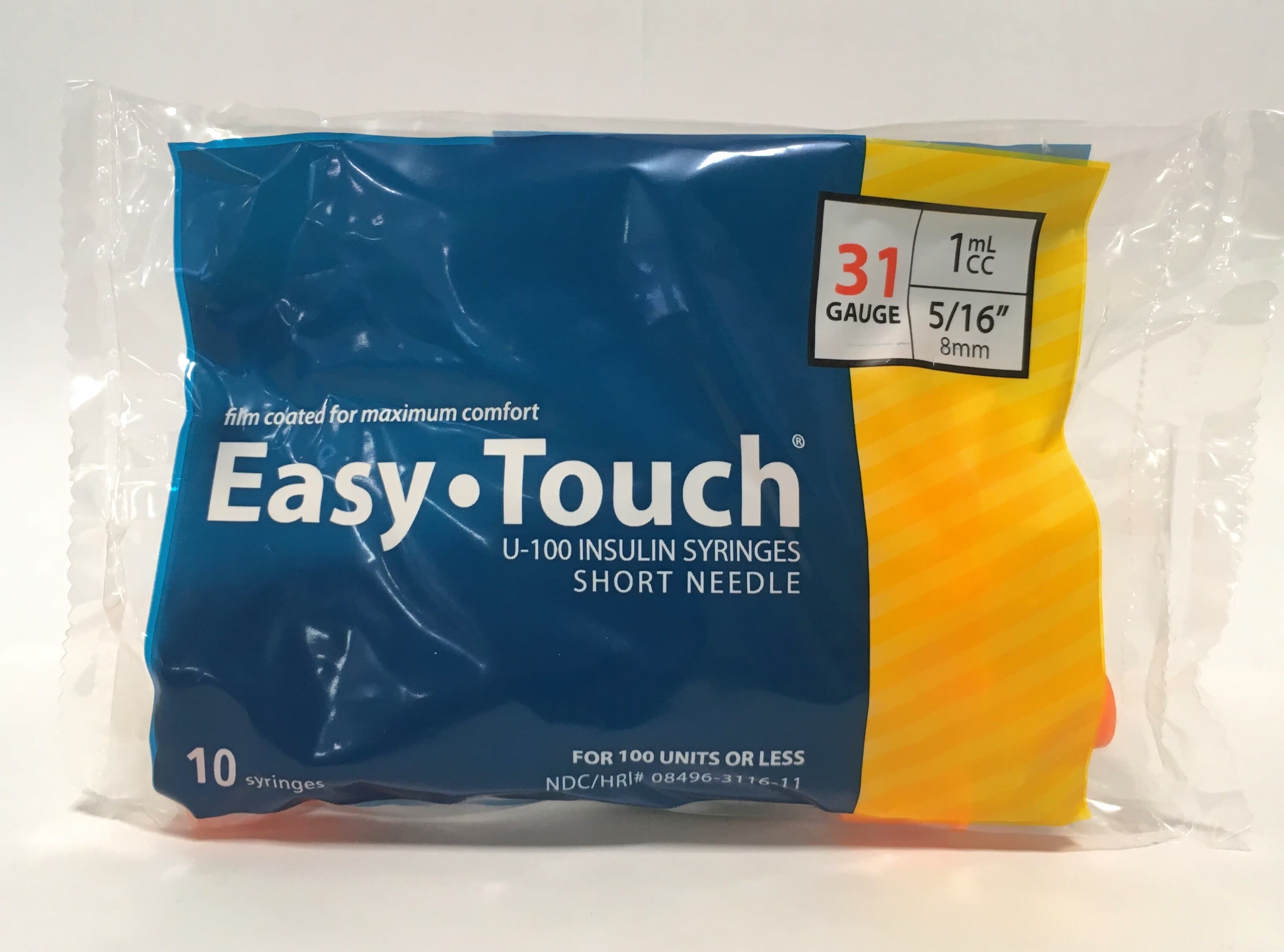 10 Pack EasyTouch 31G, 5/16, 1ML Syringes