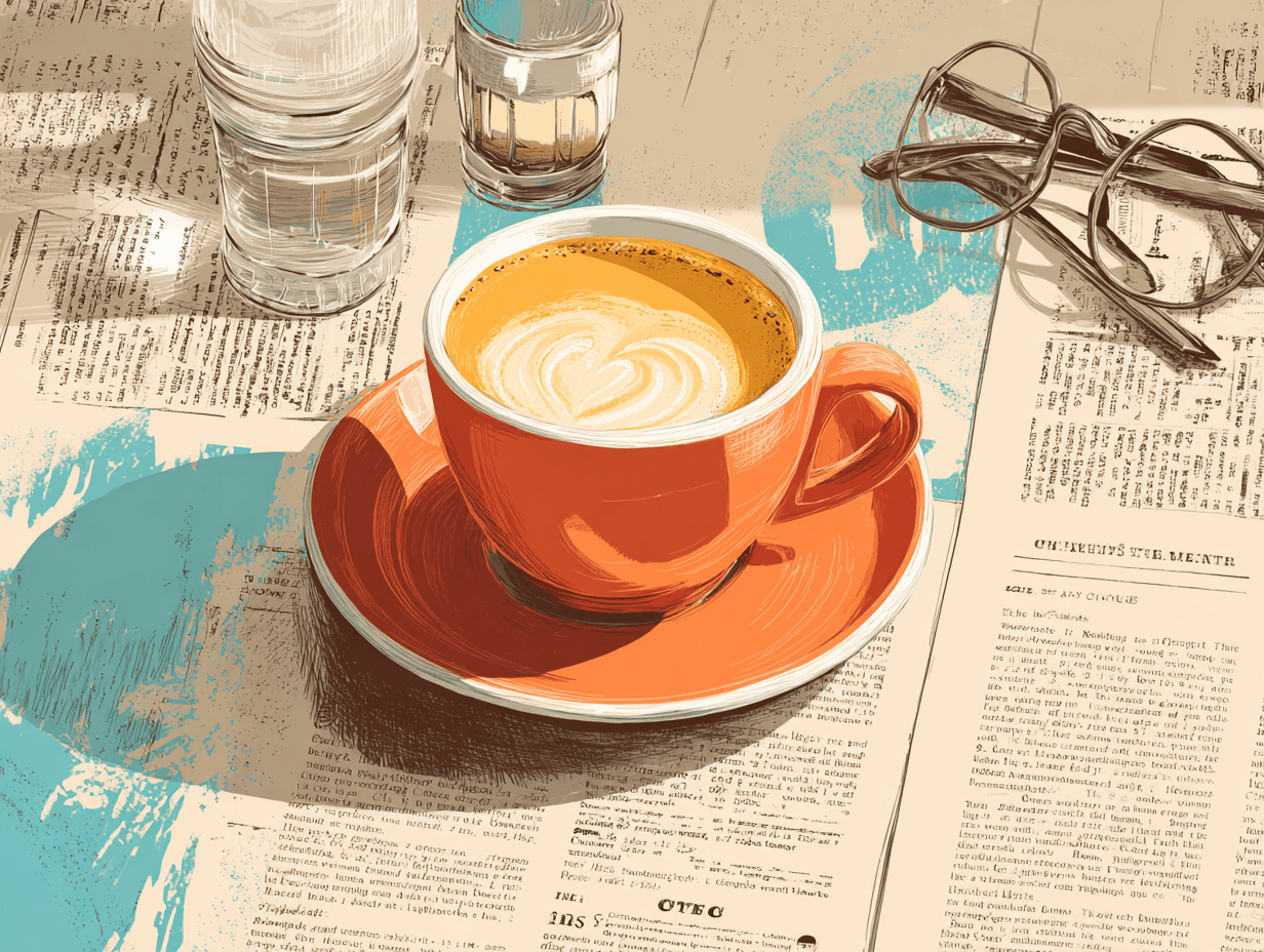 Coffee cup in a modern cafe setting