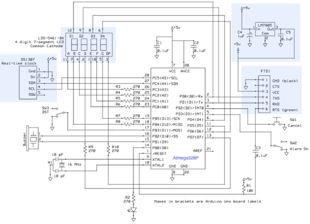 digital alarm clock circuit diagram - Circuit Diagram