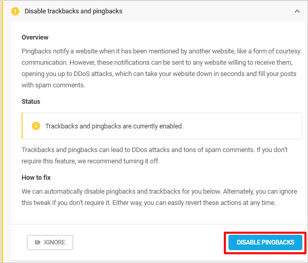 Turn off trackbacks and ping both for new posts and older posts. disable-trackbacks-and-pingbacks | AtmoVantage