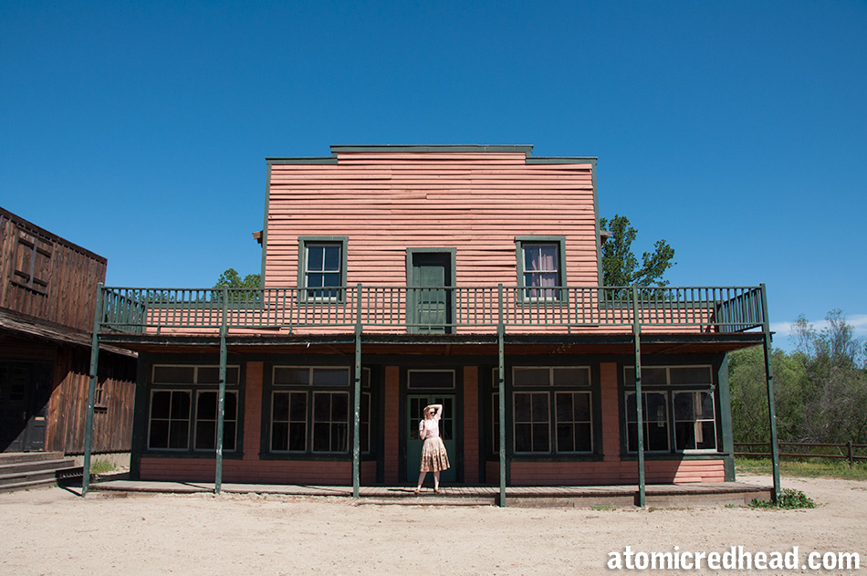 Standing in front of the large two story building that was used as Bray's Mercantile.