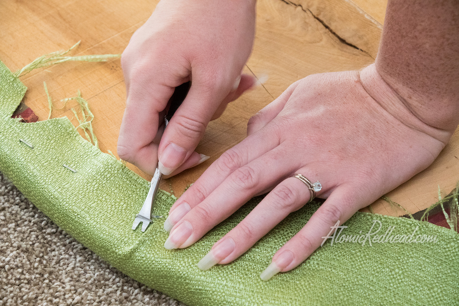 Some staples my not go in flush, pry them out and re-staple