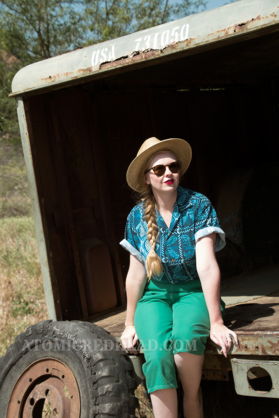 Sitting in the back of the ambulance