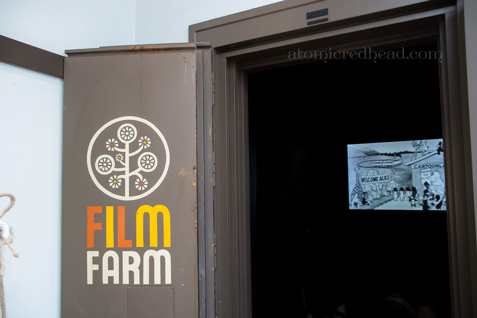 The old vault is now a tiny cinema showing old cartoons.