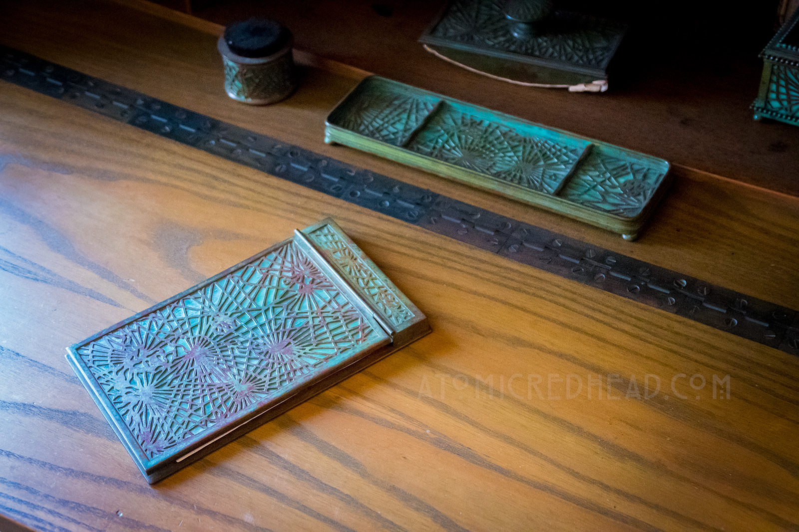 Julia's writing set, which features a cobweb pattern.