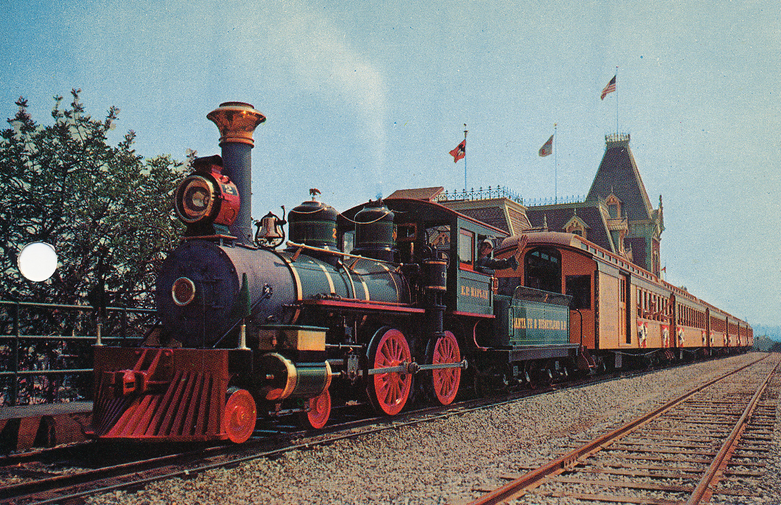 One of the Disneyland trains as it departs the Main Street station.