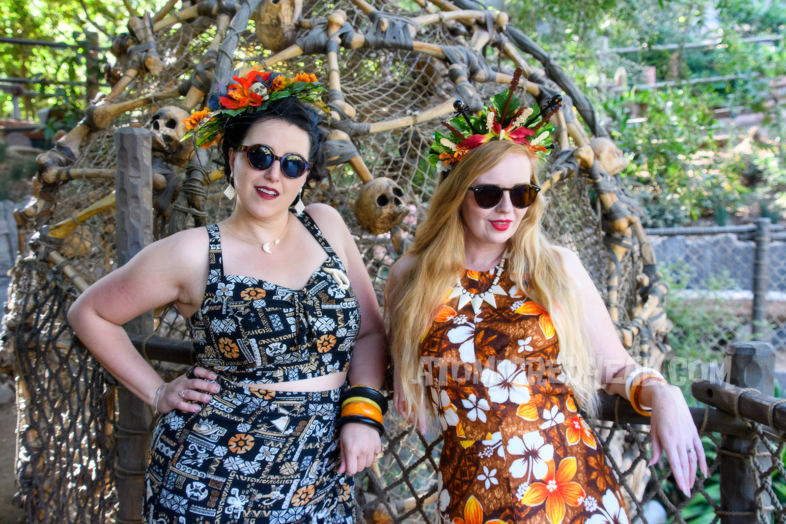 Mandy and myself leaning against a cage made of bones.