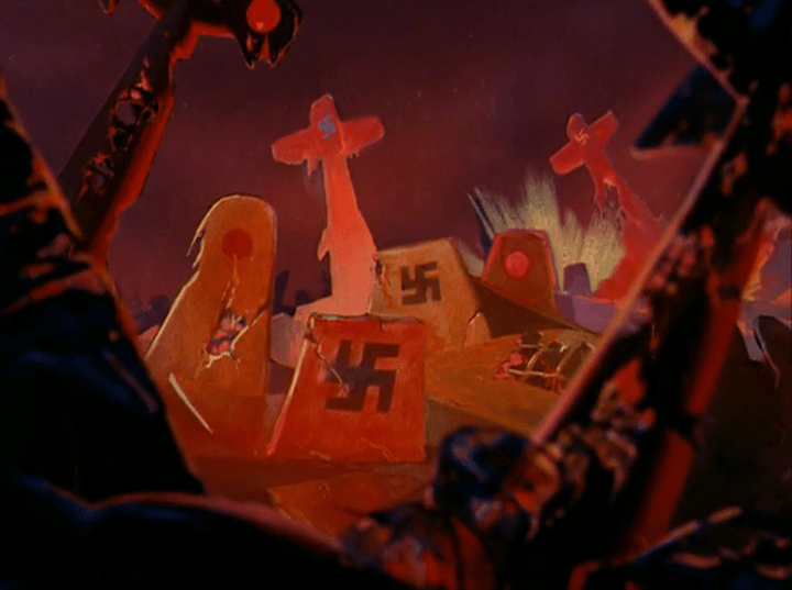 A plethora of fallen planes, some bearing the swastika, others the rising sun of Japan, and the way they have crashed resembles a cemetery. 