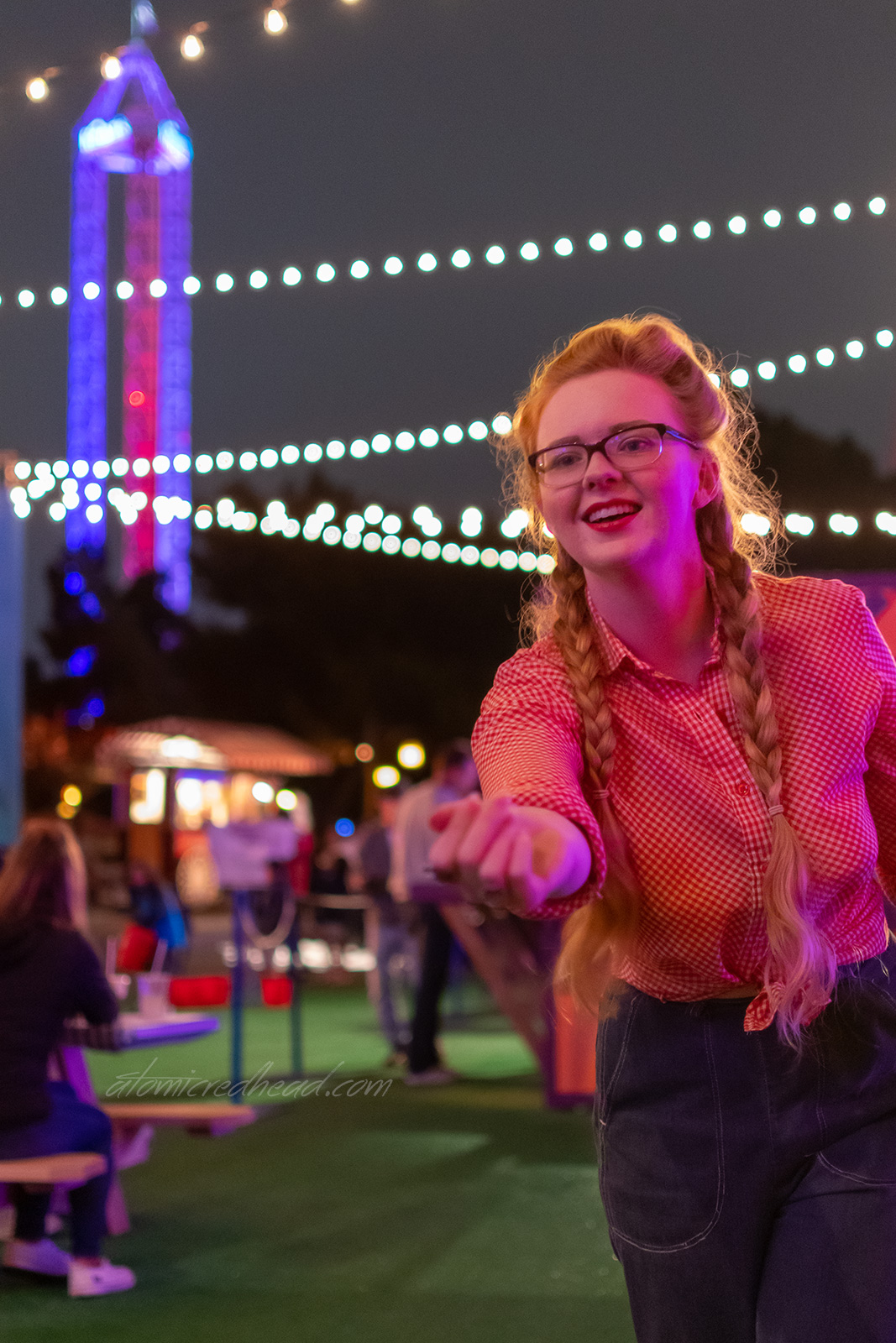 Myself playing a game of Corn Hole.