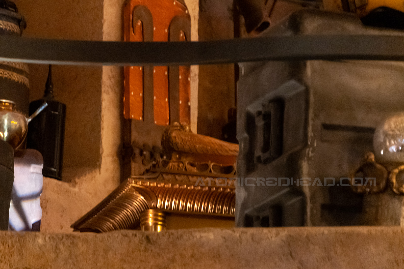 The Ark of the Covenant tucked behind a cargo crate within the antiquities shop.
