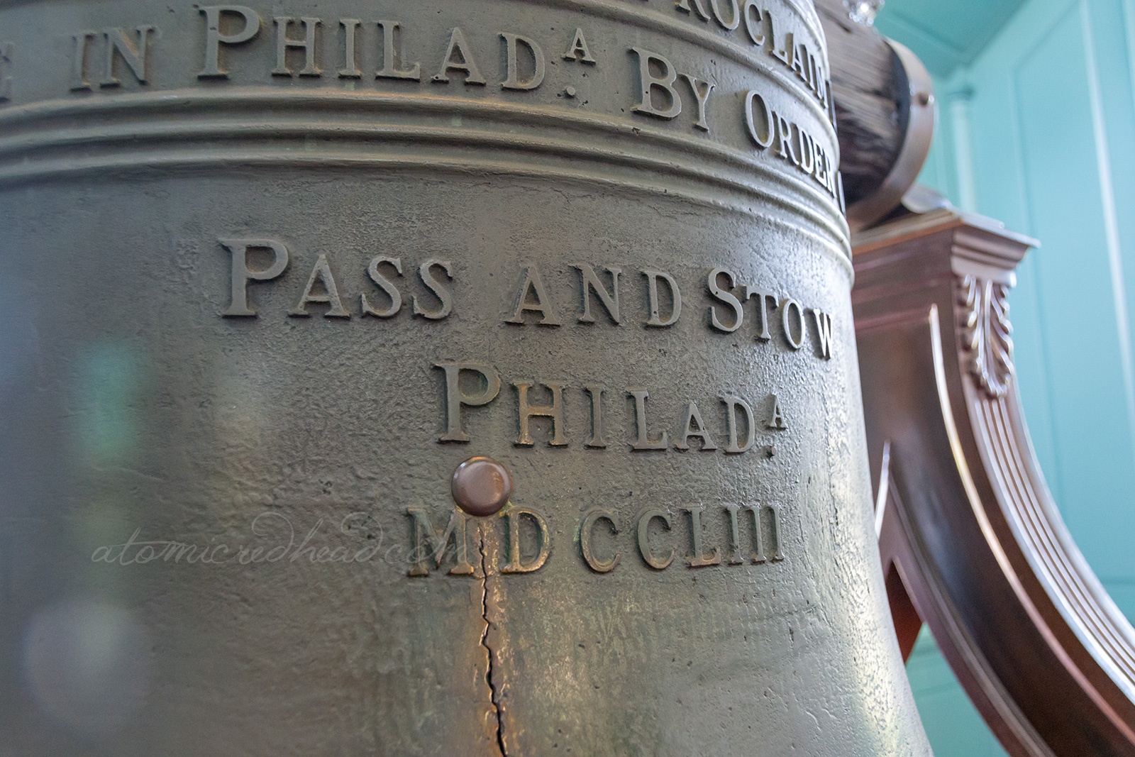 Close up of the replica bell.